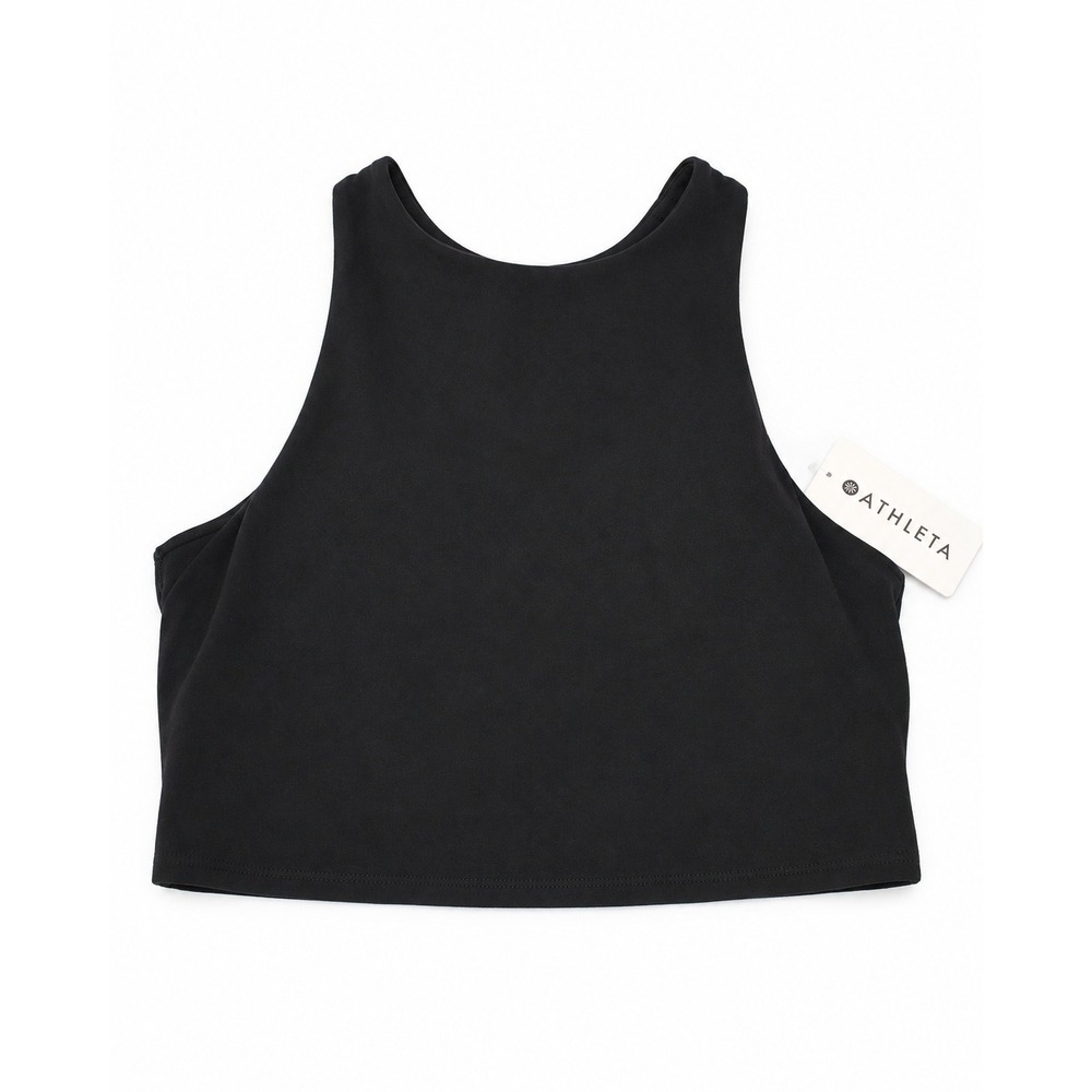Athleta Conscious Twist Crop Tank Top Powervita Black Navy Blue Size M 531222